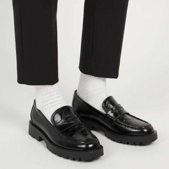 Dolce Vita Shoes - Dolce Vita Elias Black Patent Leather Lug Sole Platform Penny Loafers Size 7.5